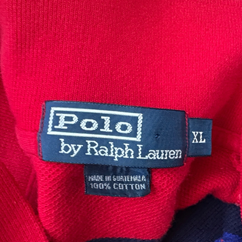 Polo by Ralph Lauren Men's Bold Red and Navy Striped Polo - Picture 2 of 4